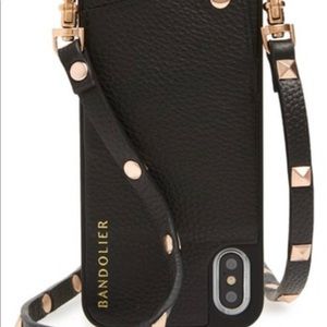 Bandolier black leather  phone case and zip wallet